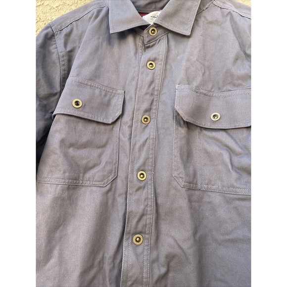 Men's Heavyweight Canvas Gray Size S Small Flannel Lined Shirt Jacket Shacket - Picture 2 of 8